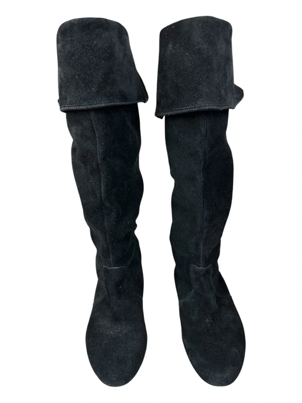 GIANNI BINI Women’s Black‎ Suede Knee-High Cuffed Boots Flats Size 7.5M